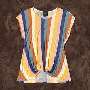 Anthropologie W5 linen multicolor tie front top size small